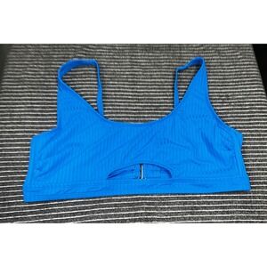 Time and Tru Blue Ribbed Front Cutout Swim Top XL 16-18 Adjustable Straps